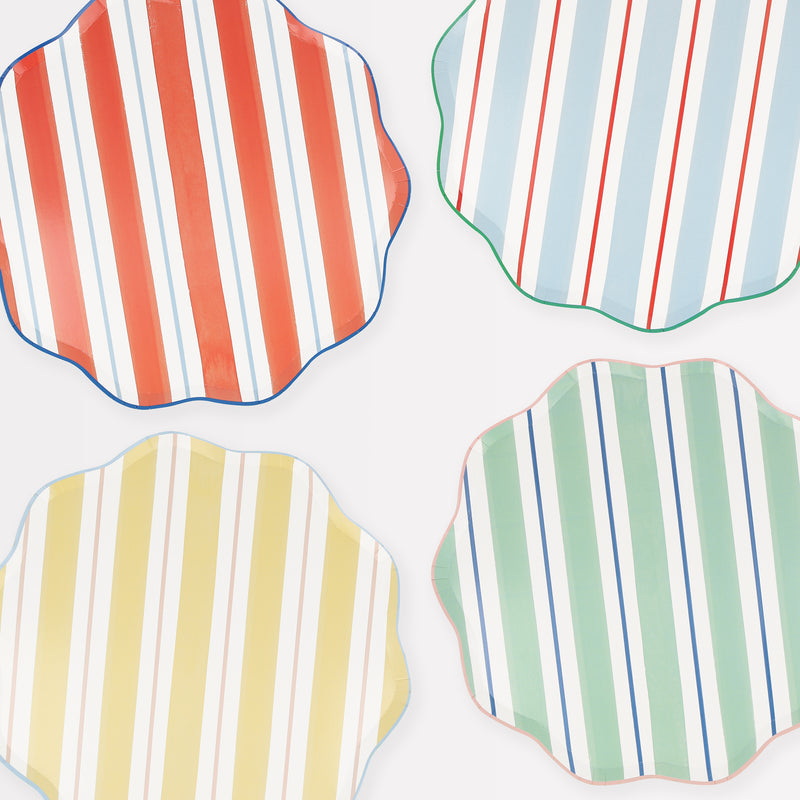Preppy Striped Large Paper Plates (x 8)