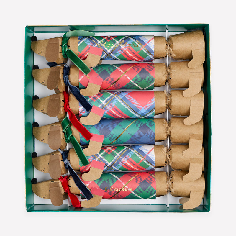 Plaid Sausage Dog Crackers (x 6)